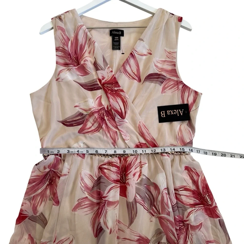 NWT Alexa B Floral Print Rhinestones Beautiful Maxi Dress Women’s Size 14W - Picture 9 of 14